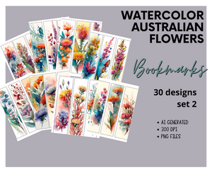 AUSTRALIAN -flowers watercolour bookmarks Version 2 (no quotes)