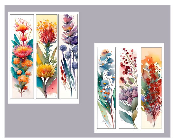 AUSTRALIAN -flowers watercolour bookmarks Version 2 (no quotes)