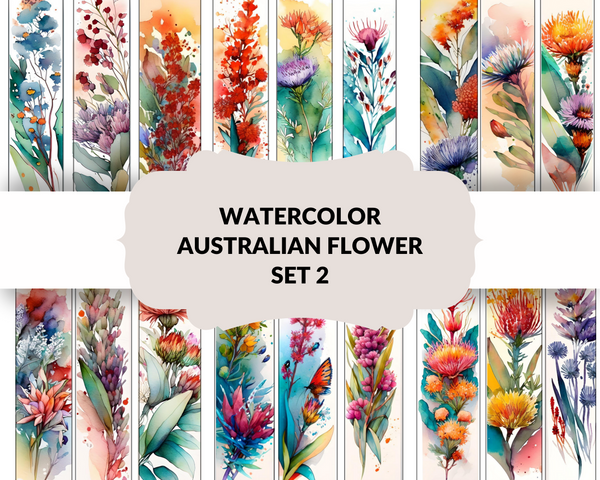 AUSTRALIAN -flowers watercolour bookmarks Version 2 (no quotes)