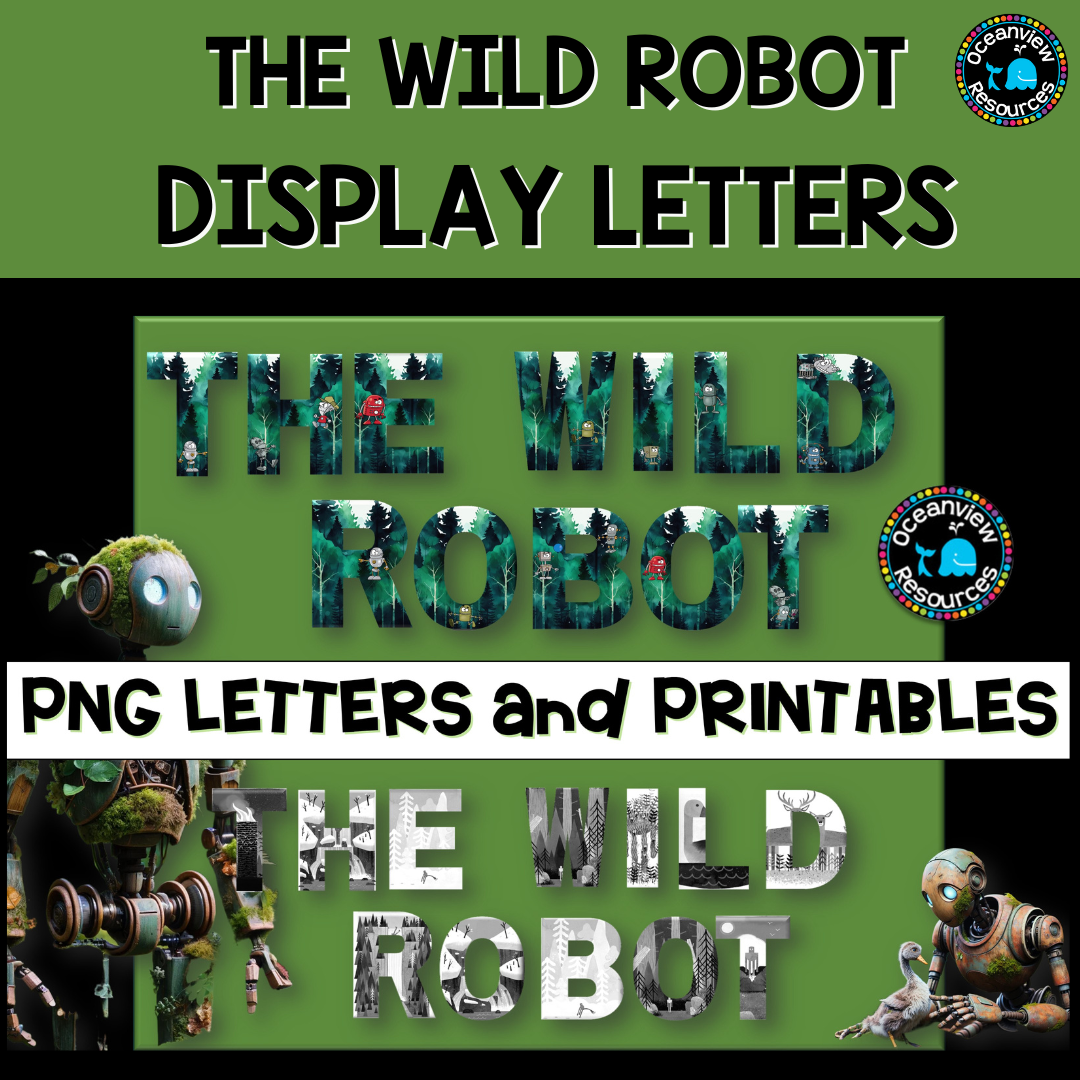 WILD ROBOT LETTERING DISPLAY PACK, png files and pdf