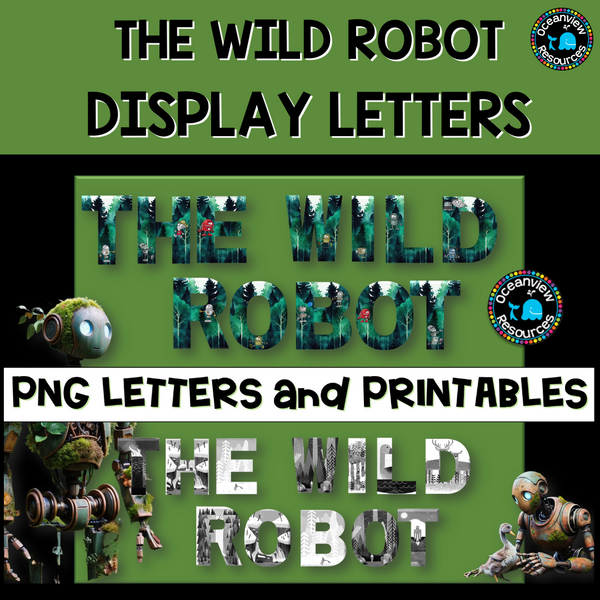 WILD ROBOT LETTERING DISPLAY PACK, png files and pdf