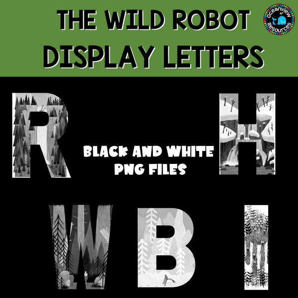 WILD ROBOT LETTERING DISPLAY PACK, png files and pdf