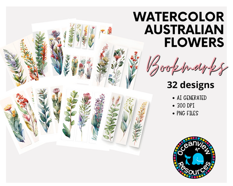 AUSTRALIAN -flowers watercolour bookmark