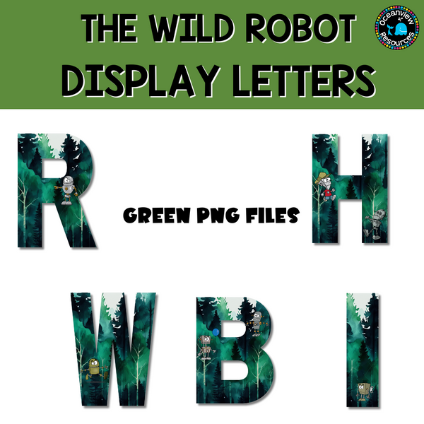 WILD ROBOT LETTERING DISPLAY PACK, png files and pdf