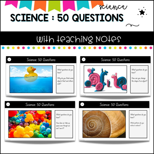 50 open ended Science Questions for curious minds. Bell ringers or warm ups