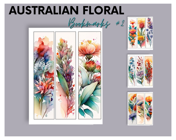 AUSTRALIAN -flowers watercolour bookmarks Version 2 (no quotes)