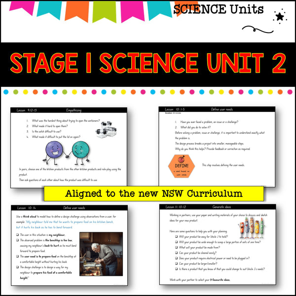 STAGE 1 UNIT 2 NSW aligned Science Design and Digital solutions yr 1 and 2