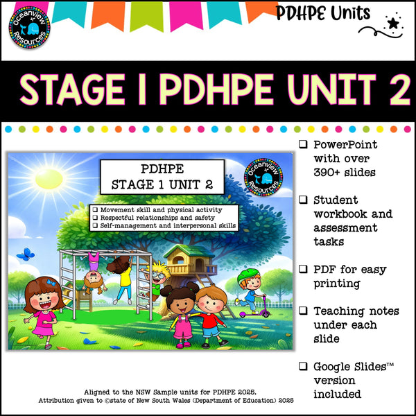 STAGE 1 UNIT 2 NSW PDHPE movement, respectful relationships, self management