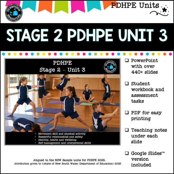 STAGE 2 UNIT 3 NSW Aligned 2025 PDHPE Complete Unit-identity, safety, PE skills