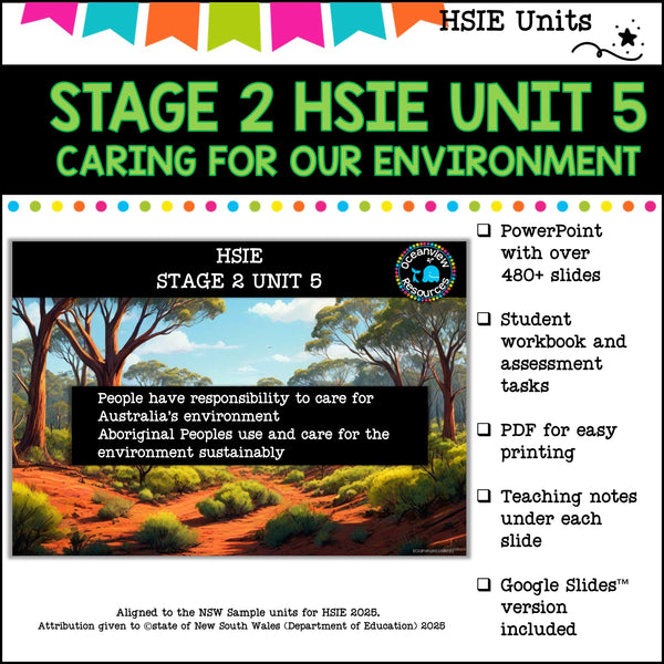 STAGE 2 UNIT 5 NSW DET aligned HSIE unit- caring for our environment grades 3-4