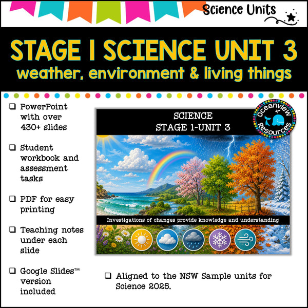 STAGE 1 UNIT 3 NSW aligned SCIENCE-weather, environments, and living things