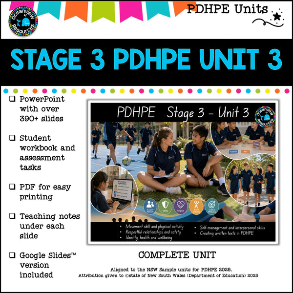 STAGE 3 UNIT 3 NSW Aligned PDHPE Complete Unit-movement, relationships, identity