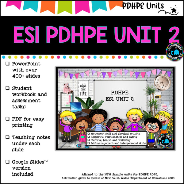 ES1 kinder UNIT 2 NSW PDHPE Movement, Relationships, Identity, physical activity, personal identity