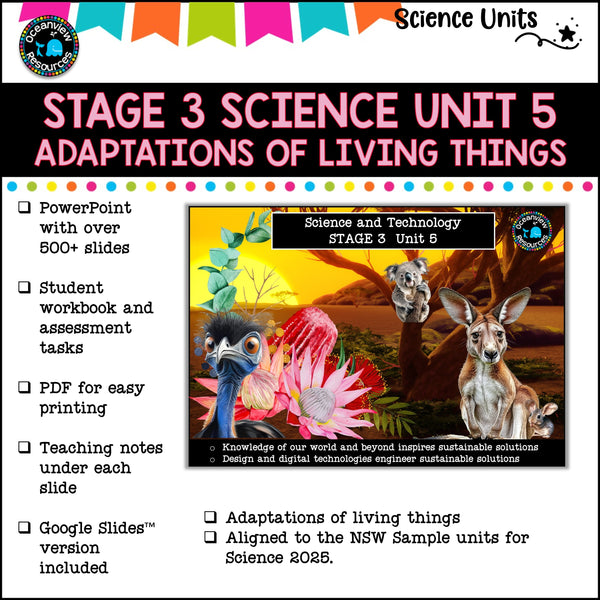 STAGE 3 UNIT 5 NSW aligned. Adaptations of living things. Grade 5-6