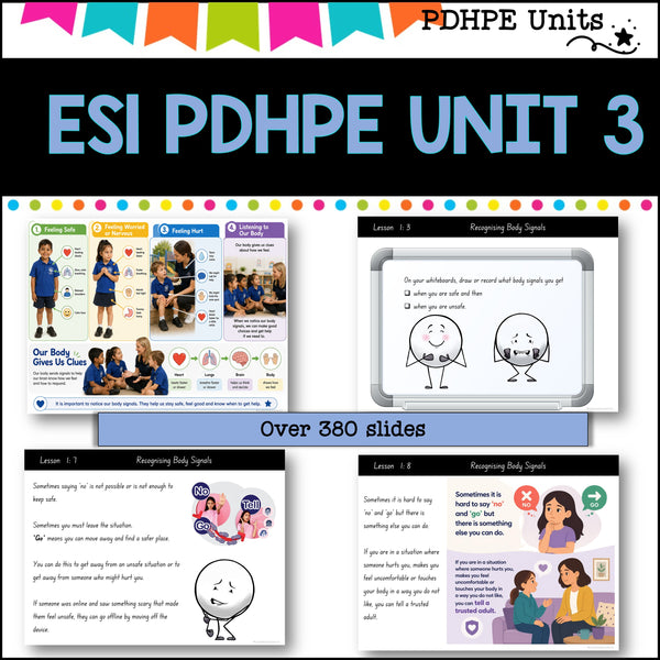 ES1 kinder UNIT 3 NSW PDHPE Complete Unit-safety, health, wellbeing, movement