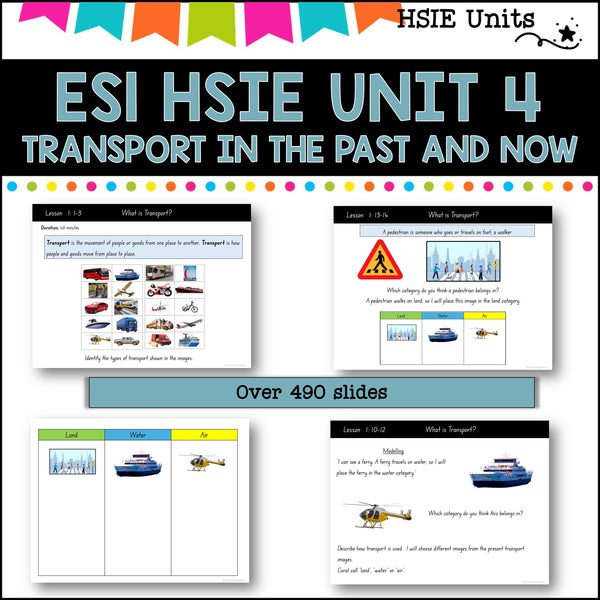 ES1 UNIT 4 NSW DET aligned HSIE Complete Unit- Transport then and now.(History)
