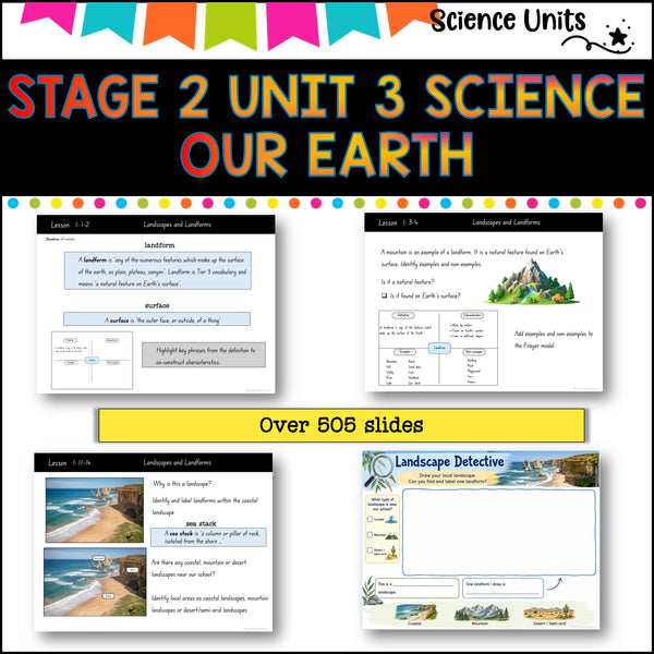 STAGE 2 UNIT 3 NSW Science- EARTH SCIENCES 2025 curriculum Complete Unit yrs 3-4