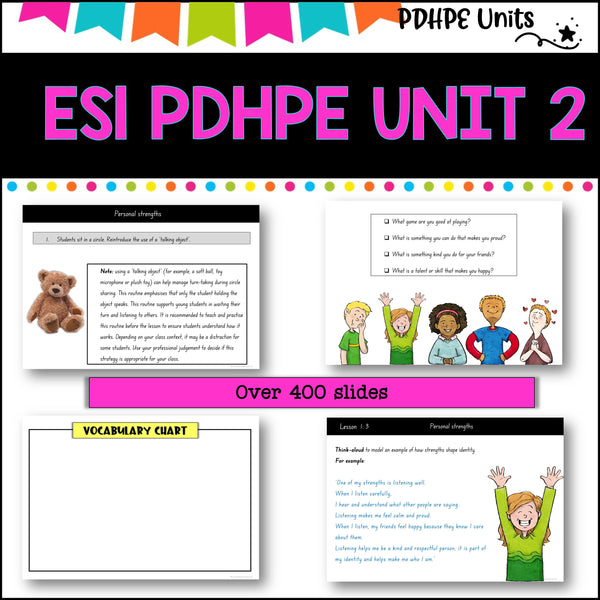 ES1 kinder UNIT 2 NSW PDHPE Movement, Relationships, Identity, physical activity, personal identity
