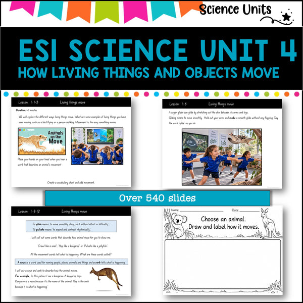 ES1 UNIT 4 NSW DET Science complete unit-HOW LIVING THINGS AND OBJECTS MOVE