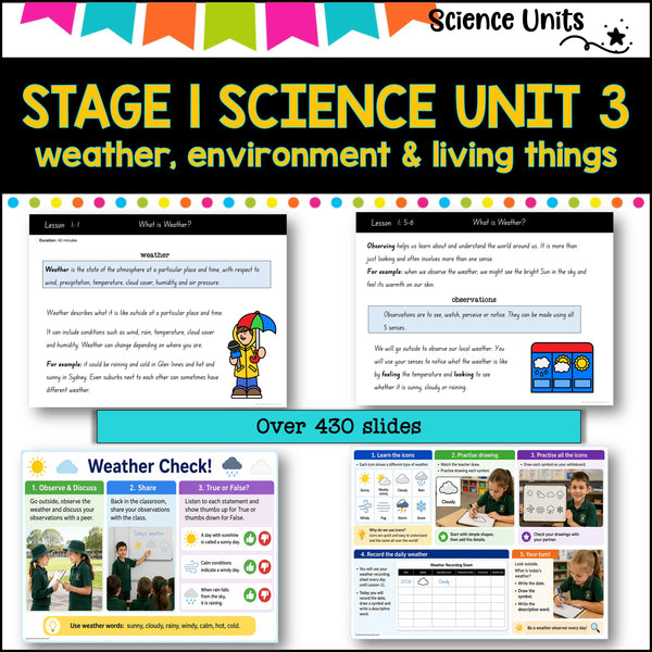 STAGE 1 UNIT 3 NSW aligned SCIENCE-weather, environments, and living things