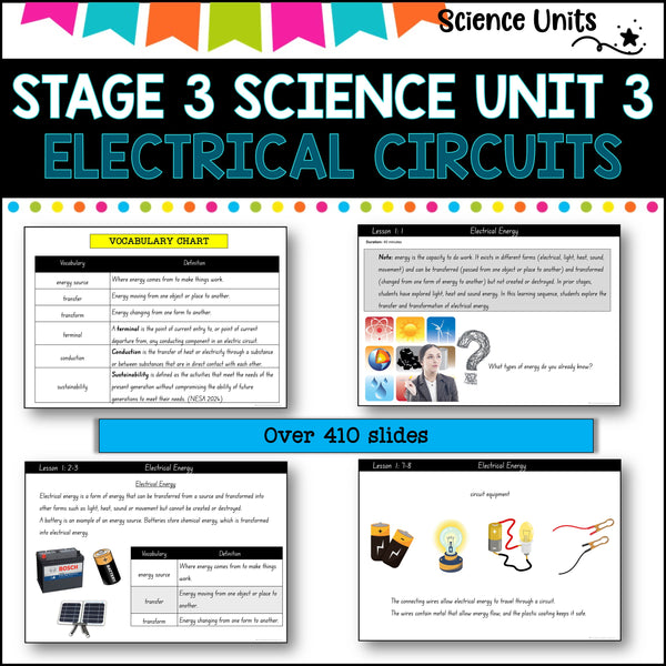 STAGE 3 UNIT 3 NSW COMPLETE Science Unit- ELECTRICAL CIRCUITS