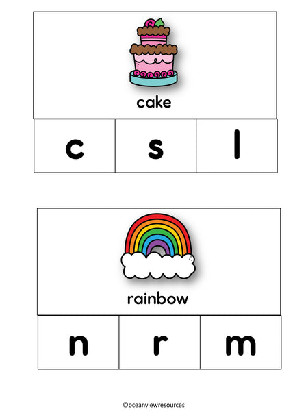 Phonics Bingo, peg cards, write the room, word match, worksheets  C K E H R M D