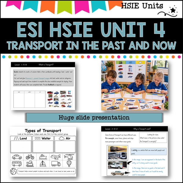ES1 UNIT 4 NSW DET aligned HSIE Complete Unit- Transport then and now.(History)