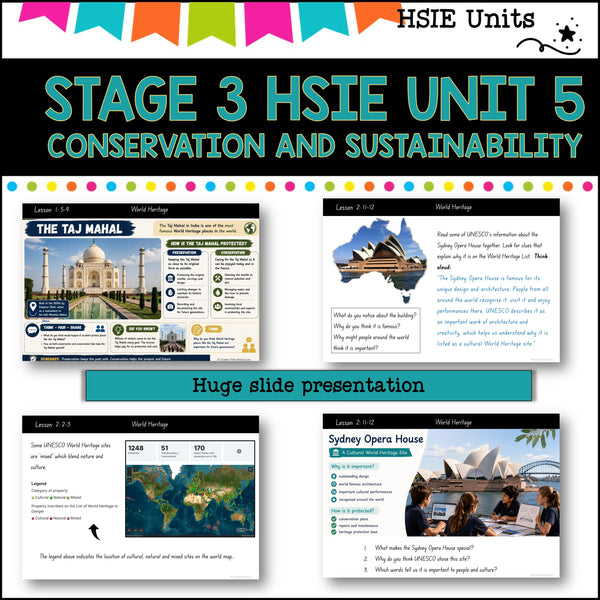 STAGE 3 UNIT 5 NSW DET HSIE Complete unit-Conservation and Sustainability