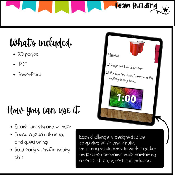 20 team building Challenge Cards – fun, brain breaks, cooperation