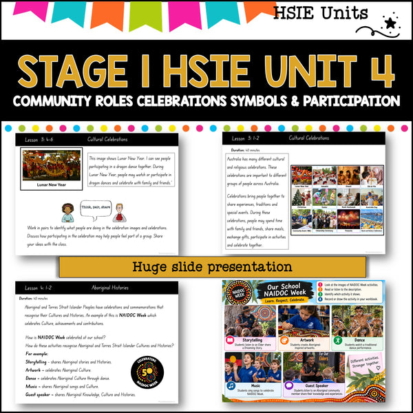 STAGE 1 UNIT 4 NSW DET HSIE community roles celebrations symbols & participation