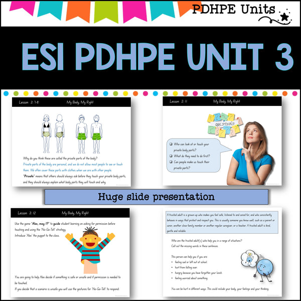 ES1 kinder UNIT 3 NSW PDHPE Complete Unit-safety, health, wellbeing, movement