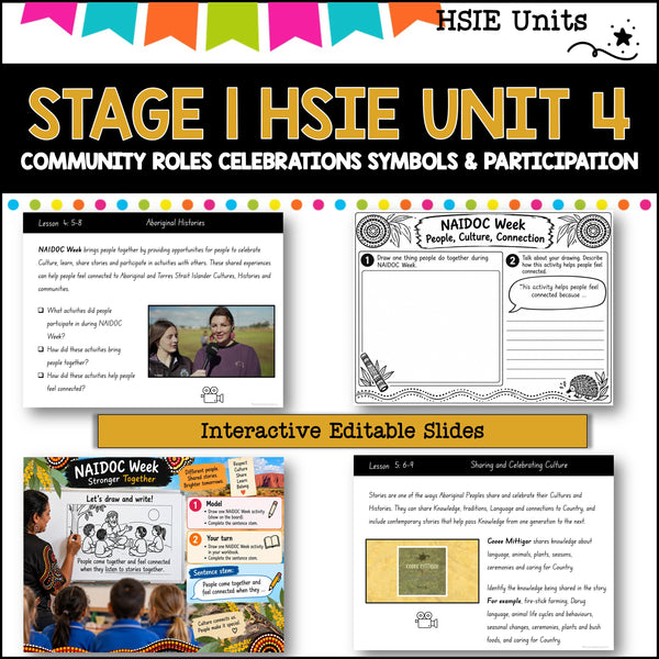 STAGE 1 UNIT 4 NSW DET HSIE community roles celebrations symbols & participation