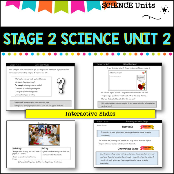 STAGE 2 UNIT 2 NSW aligned Science Design and Digital solutions yr 3 and 4