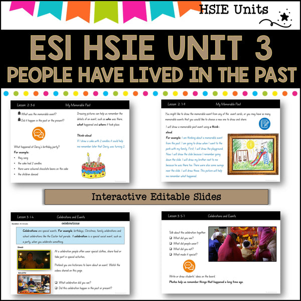 ES1 UNIT 3 NSW DET aligned HSIE Complete Unit- People have lived in the past
