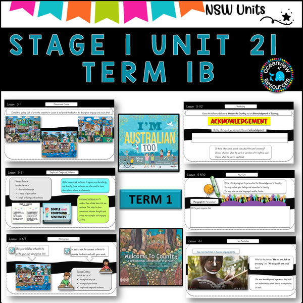 NSW DET Stage 1 English Unit 21 WELCOME TO COUNTRY Component B TERM 1B