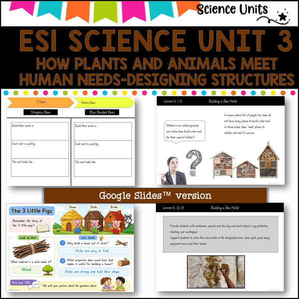 ES1 UNIT 3 NSW DET Science complete unit-plants and animals meet human needs, designing structures to meet user needs