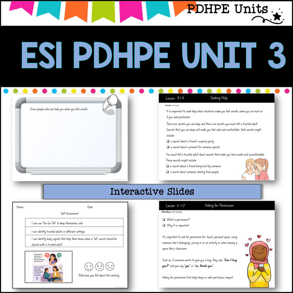 ES1 kinder UNIT 3 NSW PDHPE Complete Unit-safety, health, wellbeing, movement