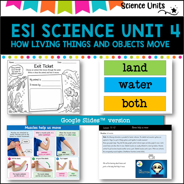 ES1 UNIT 4 NSW DET Science complete unit-HOW LIVING THINGS AND OBJECTS MOVE