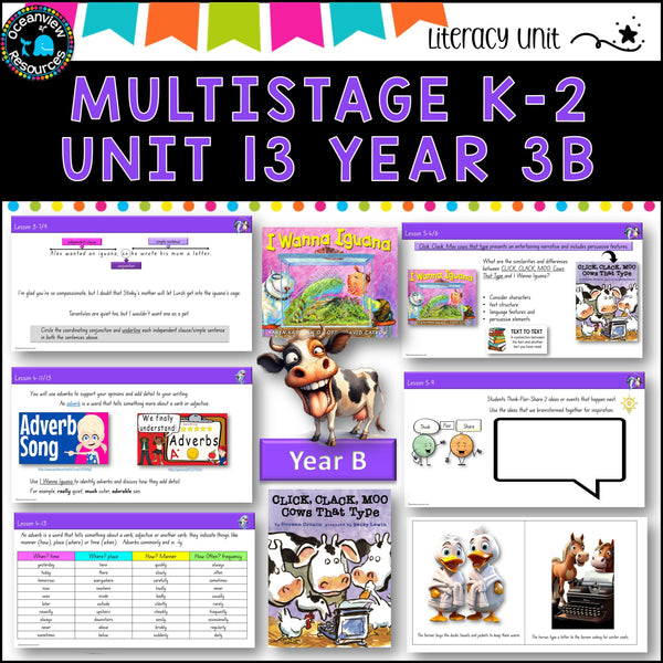 CLICK CLACK MOO, WANNA IGUANA NSW Multi Stage K2 Unit 13 comp B ENGLISH TERM 3B