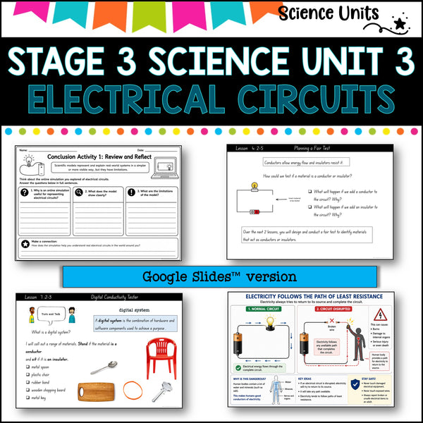 STAGE 3 UNIT 3 NSW COMPLETE Science Unit- ELECTRICAL CIRCUITS