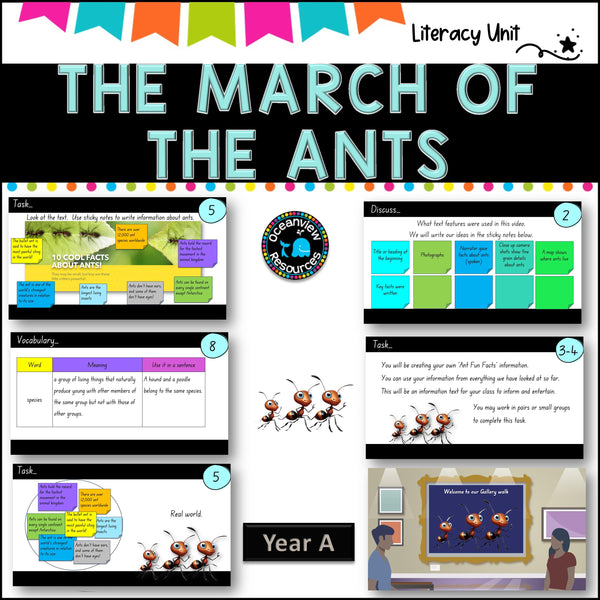 THE MARCH OF THE ANTS- English Stage 1 Unit 6- component B weeks 1-10 (YEAR A)