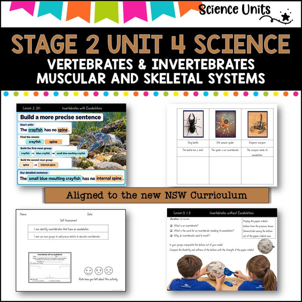 STAGE 2 UNIT 4 NSW SCIENCE 2025 vertebrates & invertebrates, muscle and skeletal