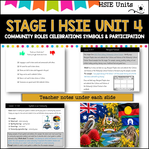 STAGE 1 UNIT 4 NSW DET HSIE community roles celebrations symbols & participation