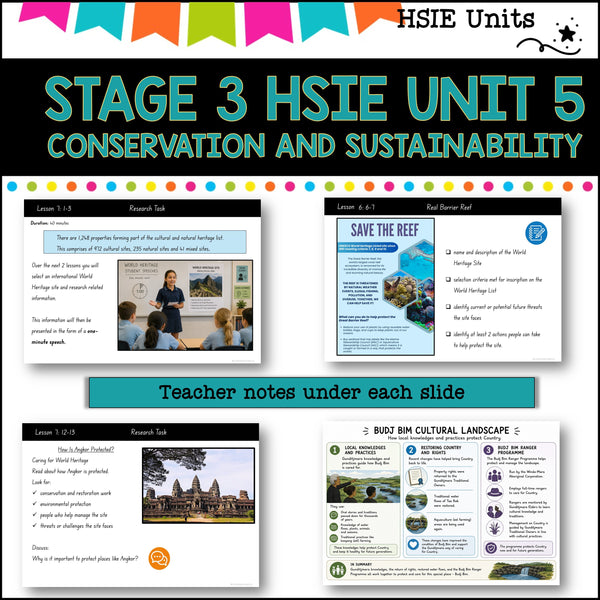 STAGE 3 UNIT 5 NSW DET HSIE Complete unit-Conservation and Sustainability