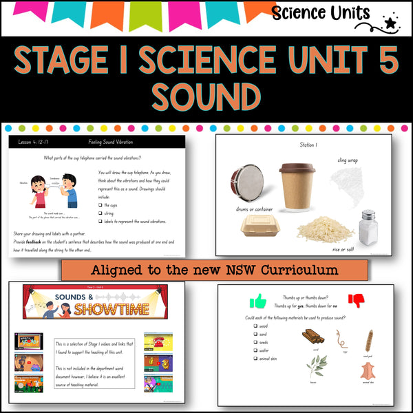 STAGE 1 UNIT 5 NSW aligned Science How sound is transmitted yrs 1 and 2