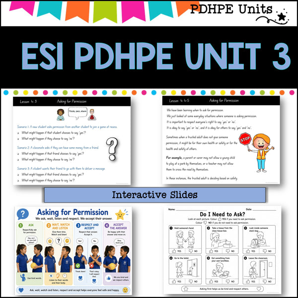 ES1 kinder UNIT 3 NSW PDHPE Complete Unit-safety, health, wellbeing, movement