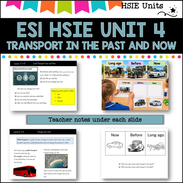 ES1 UNIT 4 NSW DET aligned HSIE Complete Unit- Transport then and now.(History)