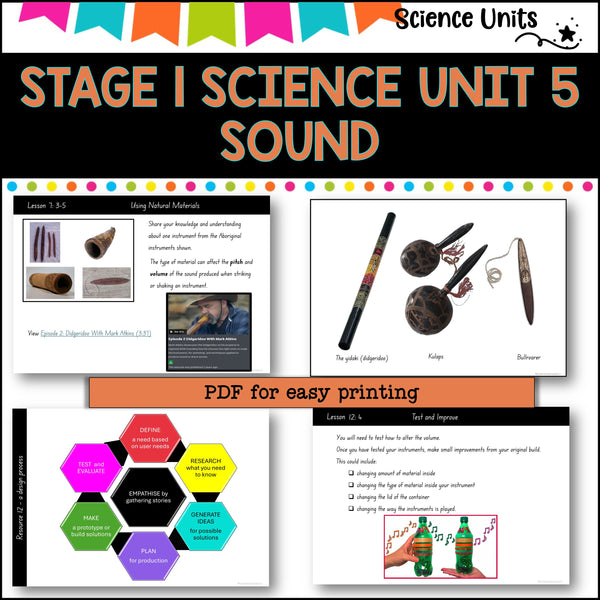 STAGE 1 UNIT 5 NSW aligned Science How sound is transmitted yrs 1 and 2
