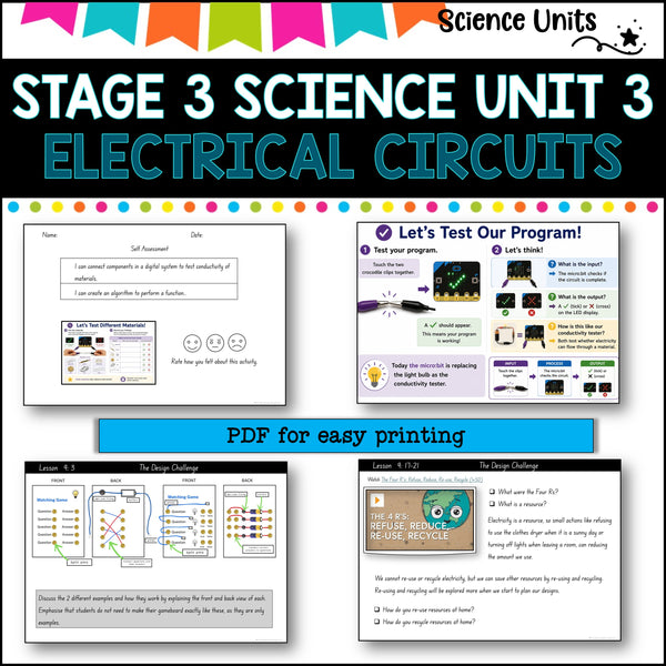 STAGE 3 UNIT 3 NSW COMPLETE Science Unit- ELECTRICAL CIRCUITS