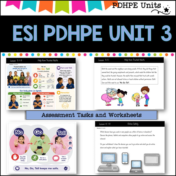 ES1 kinder UNIT 3 NSW PDHPE Complete Unit-safety, health, wellbeing, movement